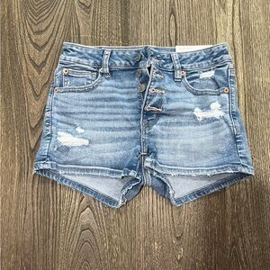 NWT American Eagle Jean Shorts High Rise Shortie Stretch Denim Blue Size 2